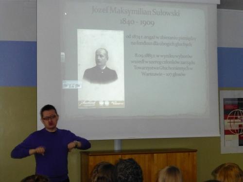 Tomasz Świderski opowiada o Józefie Sułowskim. Fot. Magdalena Bielak-Kościńska